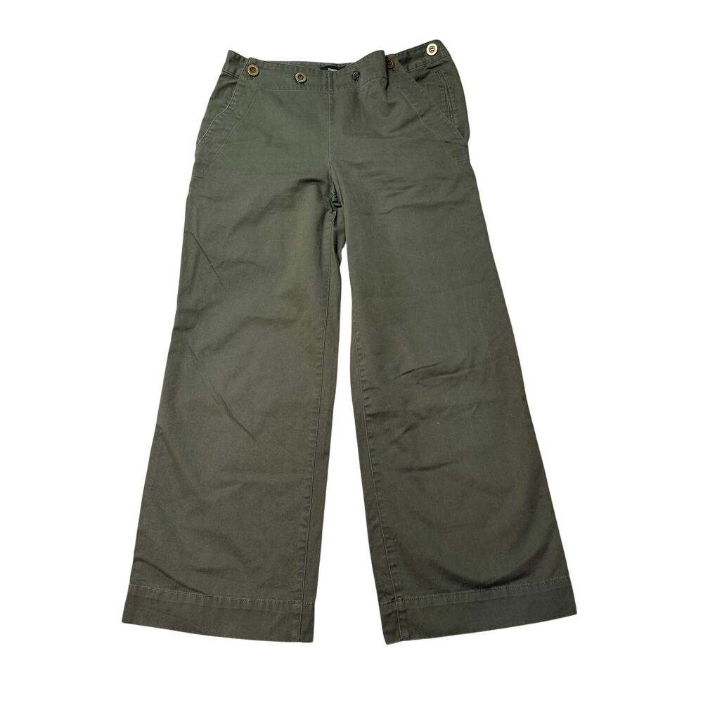Theory Pants Women's 4 Namid TS Crop Wide Leg Chino Sailor Pant Green $285